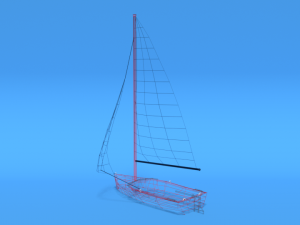 low poly cartoon javelin dinghy sailboat 3D Model