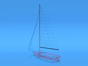 low poly cartoon javelin dinghy sailboat 3D Model