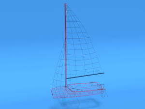 low poly cartoon javelin dinghy sailboat 3D Model