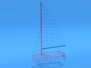 low poly cartoon javelin dinghy sailboat 3D Model