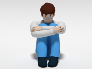 cartoon kid sitting on the floor Modelo 3D