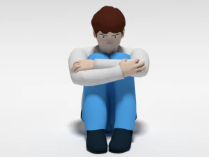cartoon kid sitting on the floor 3D Model