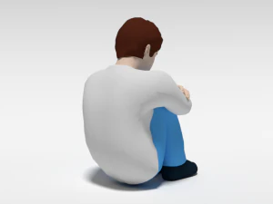 cartoon kid sitting on the floor 3D Model