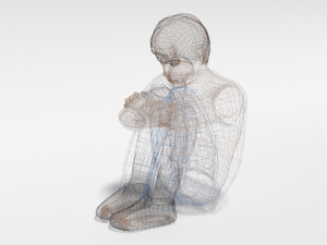 cartoon kid sitting on the floor Modelo 3D