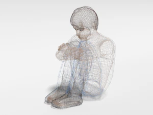 cartoon kid sitting on the floor 3D Model