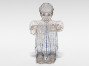 cartoon kid sitting on the floor Modelo 3D