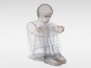 cartoon kid sitting on the floor Modelo 3D