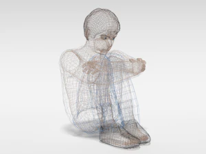 cartoon kid sitting on the floor 3D Model
