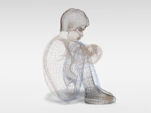 cartoon kid sitting on the floor 3D Model