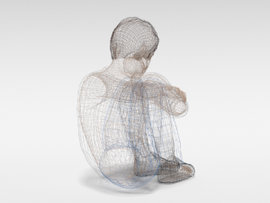 cartoon kid sitting on the floor Modelo 3D