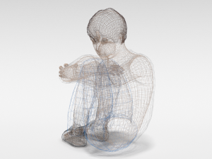 cartoon kid sitting on the floor Modelo 3D