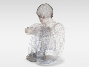 cartoon kid sitting on the floor 3D Model