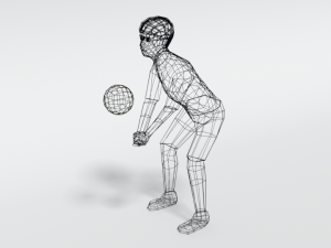 low poly kid playing volleyball Modello 3D