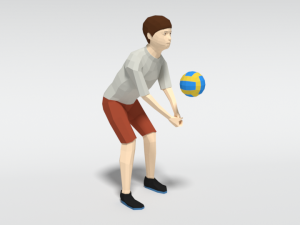 low poly kid playing volleyball Modello 3D