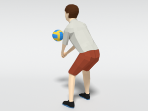 low poly kid playing volleyball Modello 3D