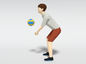 low poly kid playing volleyball Modello 3D