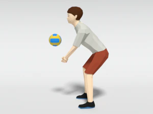 low poly kid playing volleyball 3D Model