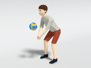 low poly kid playing volleyball Modèle 3D