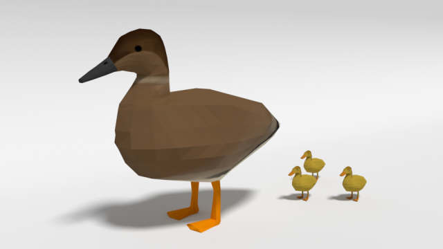 low poly cartoon gadwall duck 3Dモデル .c4d .max .obj .3ds .fbx .stl .blend 