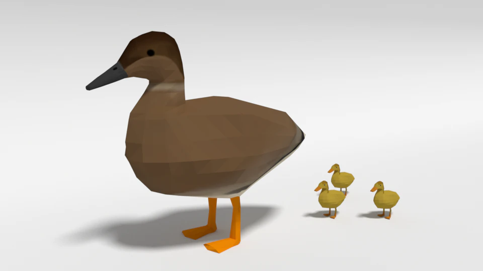 low poly cartoon gadwall duck 3D Model .c4d .max .obj .3ds .fbx .stl .blend