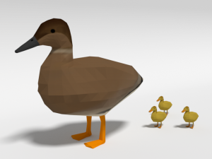 low poly cartoon gadwall duck 3D Модель
