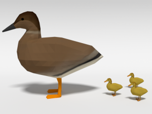 low poly cartoon gadwall duck 3Dモデル