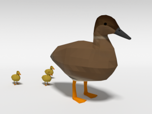 low poly cartoon gadwall duck 3Dモデル