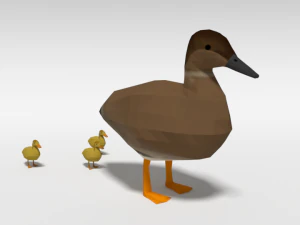 low poly cartoon gadwall duck 3D Model