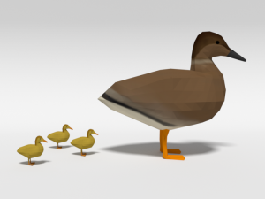 low poly cartoon gadwall duck 3Dモデル