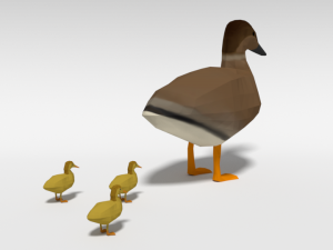 low poly cartoon gadwall duck 3Dモデル