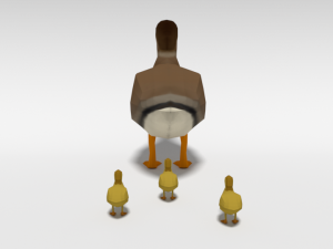 low poly cartoon gadwall duck 3Dモデル