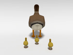 low poly cartoon gadwall duck 3D Model