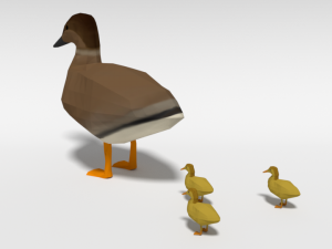 low poly cartoon gadwall duck 3Dモデル