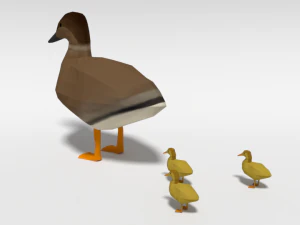 low poly cartoon gadwall duck 3D Model