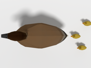 low poly cartoon gadwall duck 3Dモデル