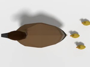 low poly cartoon gadwall duck 3D Model