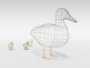 low poly cartoon gadwall duck 3Dモデル