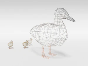 low poly cartoon gadwall duck 3D Model