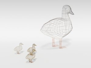 low poly cartoon gadwall duck 3Dモデル