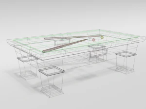 low poly cartoon carom billiard pool 3D Model