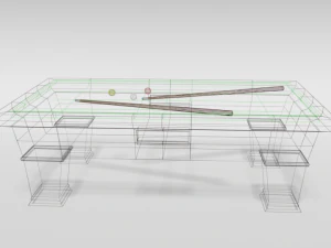 low poly cartoon carom billiard pool 3D Model
