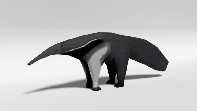 low poly cartoon giant anteater Modèle 3D .c4d .max .obj .3ds .fbx .stl .blend 