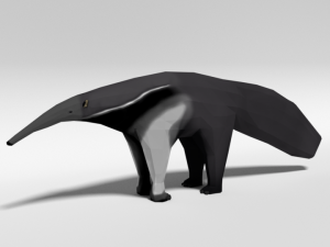 low poly cartoon giant anteater Modèle 3D