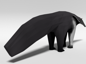 low poly cartoon giant anteater Modèle 3D