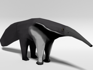 low poly cartoon giant anteater Modèle 3D