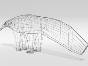 low poly cartoon giant anteater Modèle 3D