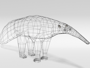 low poly cartoon giant anteater Modèle 3D