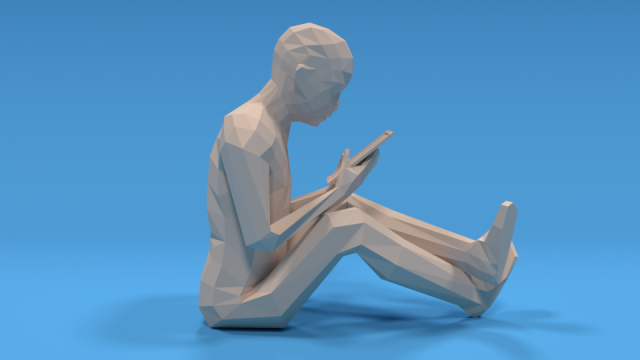 low poly kid using a tablet 3D Model .c4d .max .obj .3ds .fbx .stl .blend 