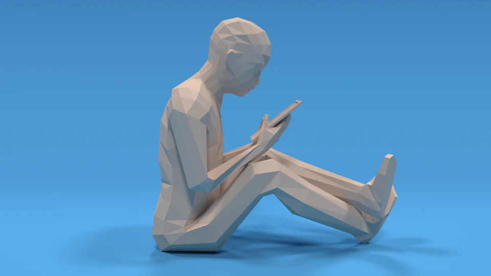 low poly kid using a tablet 3D Model .c4d .max .obj .3ds .fbx .stl .blend 
