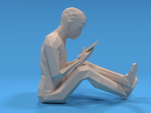 low poly kid using a tablet 3D Модель